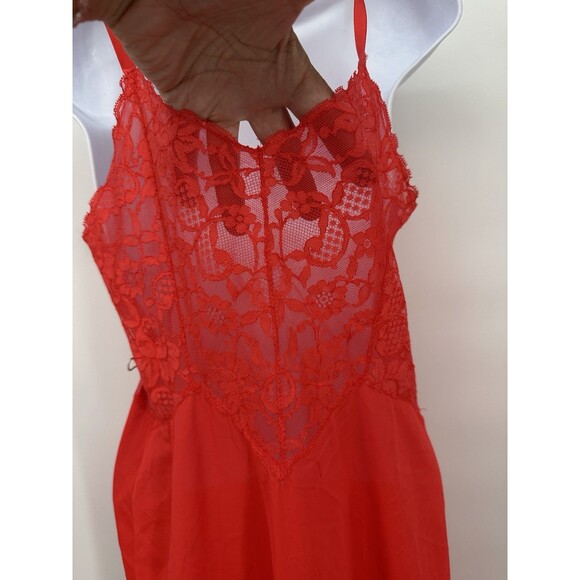 Vintage70’s  Ruby Red Lace Slip Dress  slip \vintage  tag missing - Picture 7 of 13